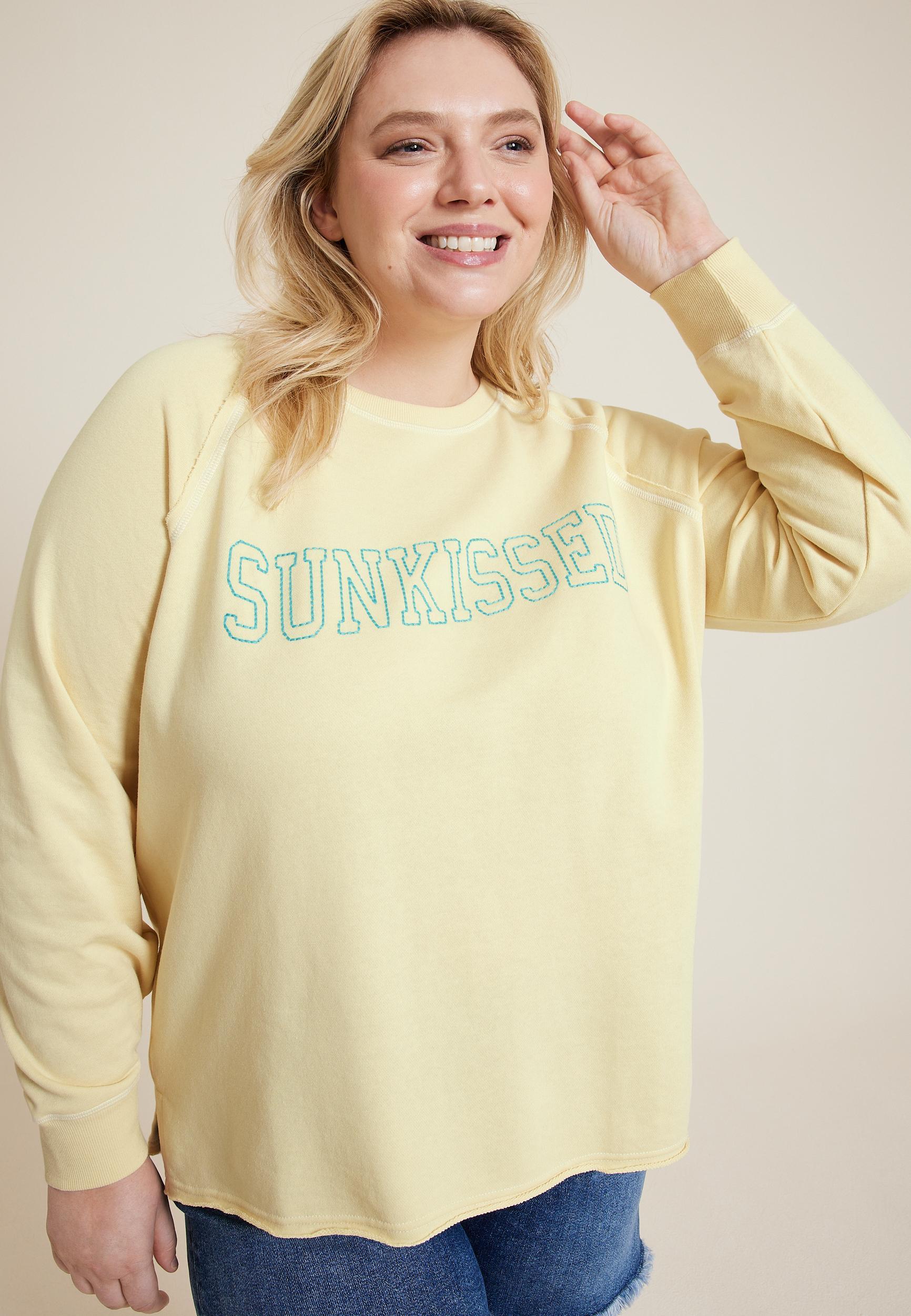 Maurices Plus Size Womens Sunkissed Embroidered French Terry Sweatshirt Size 2X Product Image