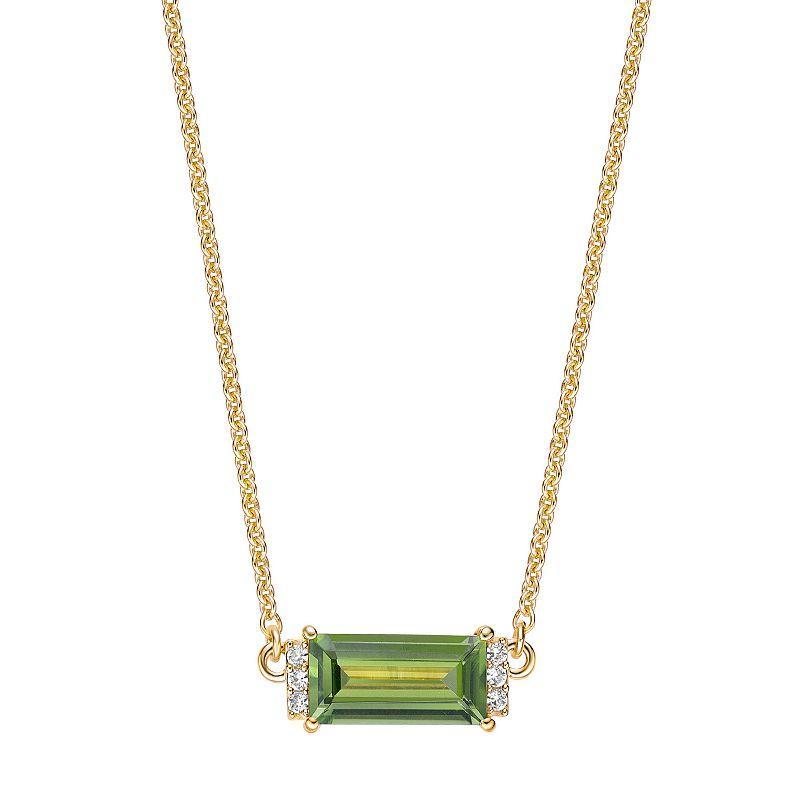 Gemminded 18K Gold Plated Peridot and Lab Created White Sapphire Pendant Necklace, Womens Gold Tone Product Image