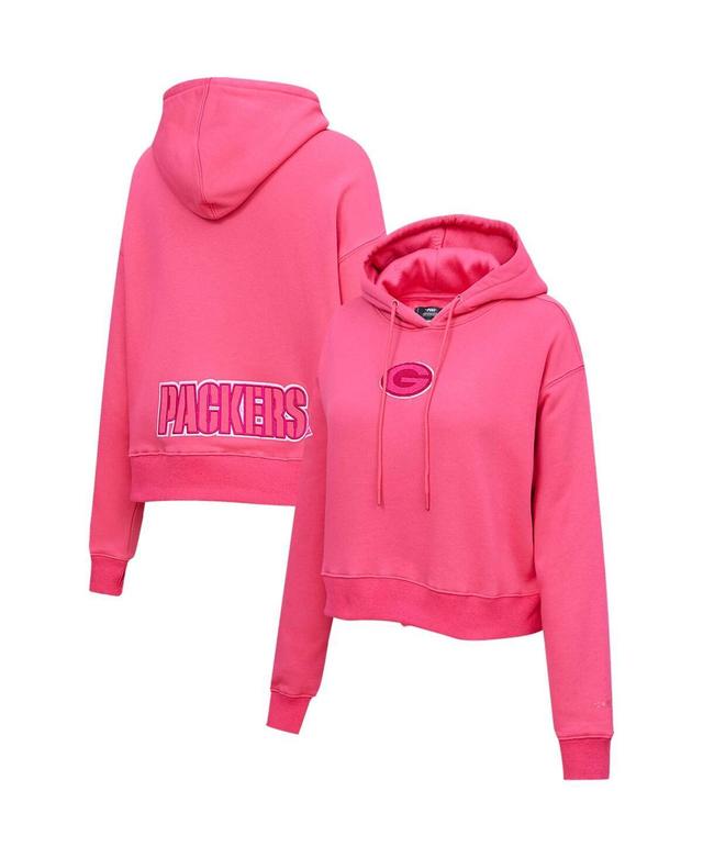 Pro Standard Womens Pink Green Bay Packers Triple Pink Cropped Fleece Pullover Hoodie Product Image