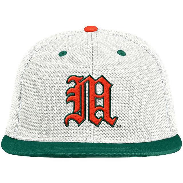 Mens adidas /Green Miami Hurricanes On-Field Baseball Fitted Hat Product Image