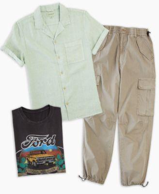 Lucky Brand Mens Linen Camp Collar Short Sleeve Shirt Ford Fun Truck Short Sleeve T Shirt Parachute Cargo Pant Product Image