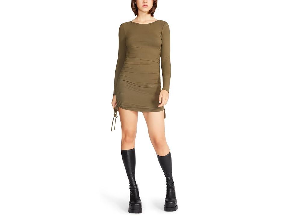 Steve Madden # 1 Crush Long Sleeve Adjustable Rib Knit Mini Dress (Olive Night) Women's Dress Product Image