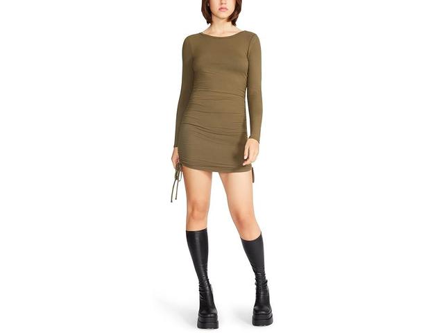 Steve Madden # 1 Crush Long Sleeve Adjustable Rib Knit Mini Dress (Olive Night) Women's Dress Product Image