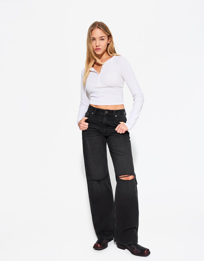 Ripped wide-leg ’90s jeans Product Image