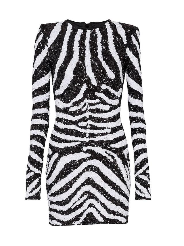 Womens Disney x Balmain: The Lion King Sequined Zebra Minidress Product Image