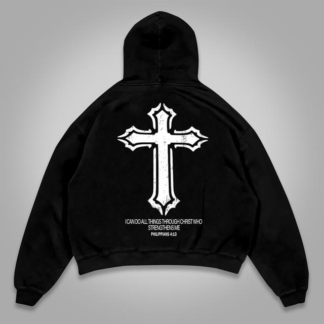 Philippians 4 13 I Can Do All Things Through Christ Who Strengthens Me Graphic Print Hoodie Product Image