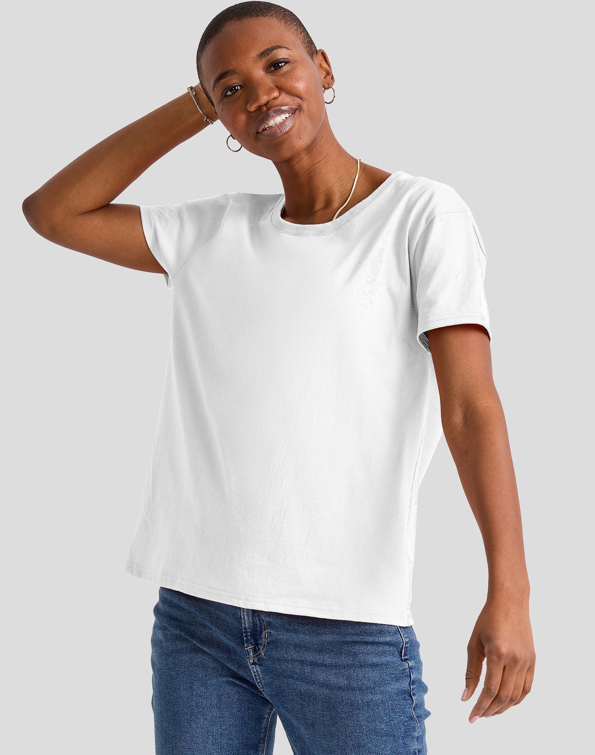 Hanes Essentials Womens Cotton T-Shirt, Oversized Fit Light Steel S Product Image