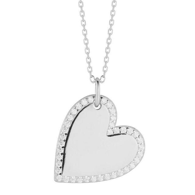 Sunkissed Sterling Cubic Zirconia Halo Heart Necklace, Womens, Silver Tone Product Image