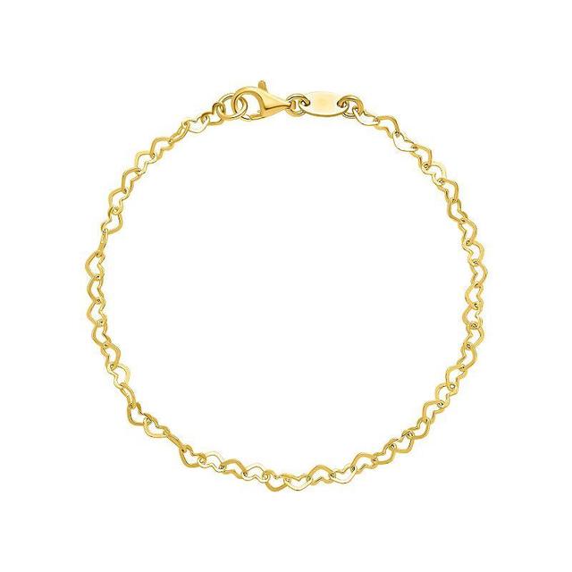 PRIMROSE Sterling Silver Open Heart Link 8 Inch Chain Bracelet, Womens Yellow Product Image