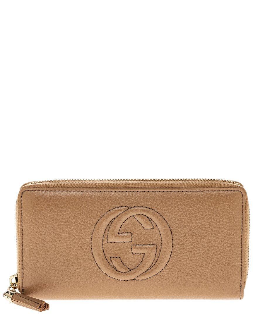 Soho Leather Zip Around Wallet In Beige Product Image