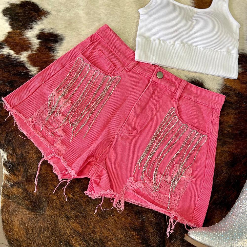 Finalist Round Rhinestone Shorts Pink* Product Image