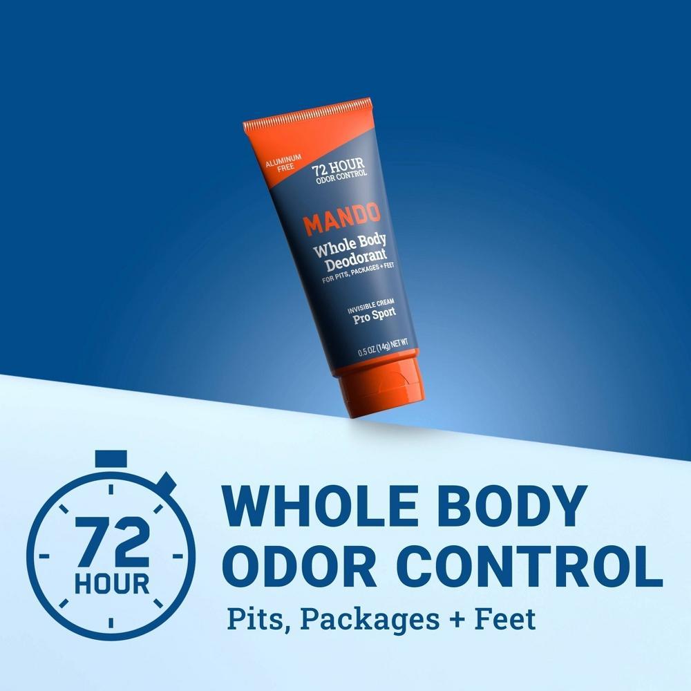 Mando Whole Body Deodorant - Men's Aluminum-Free Invisible Cream Deodorant - Pro Sport - Trial Size - 0.5oz Product Image