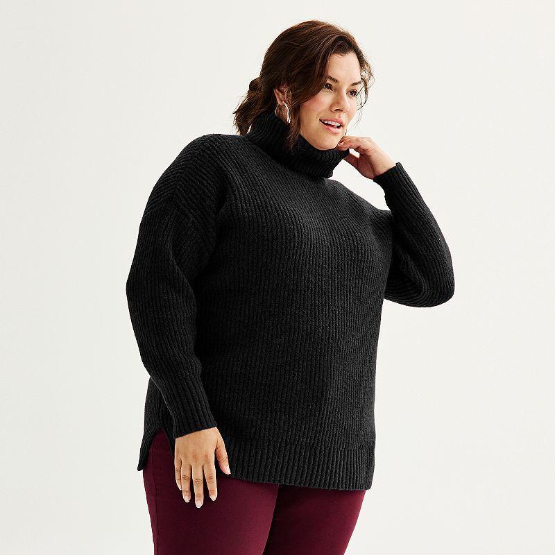 Nine West Plus Size Turtleneck Tunic Sweater, Womens product image