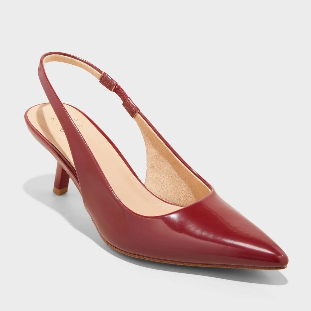 Womens Aubrey Slingback Pumps with Memory Foam Insole - A New Day Burgundy 10 Product Image