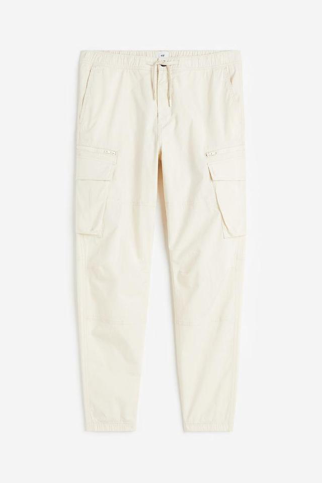 H & M - Regular Fit Ripstop Cargo Joggers - Beige Product Image