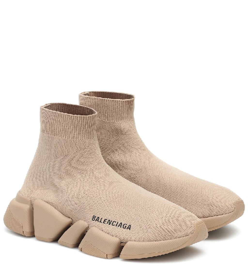 BALENCIAGA Speed Knit Sock Trainer Sneakers In Beige Product Image