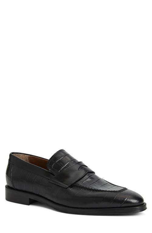 Bruno Magli Nathan Croc Embossed Penny Loafer Product Image