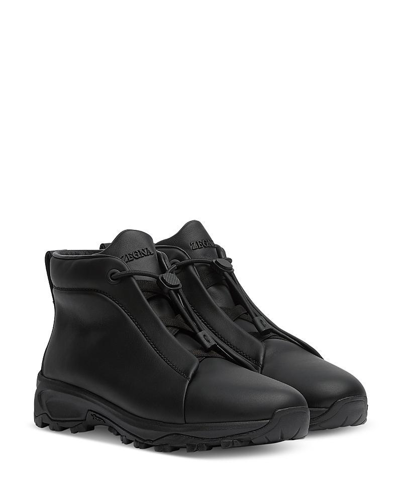 Zegna Mens Vetta Triple Stitch High Top Leather Sneakers Product Image