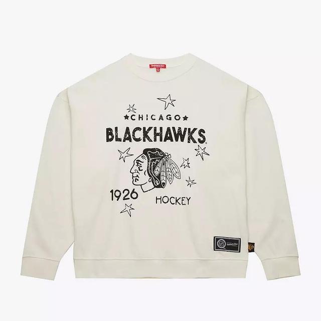 Womens Mitchell & Ness Cream Chicago Blackhawks Logo 3.0 Pullover Sweatshirt Product Image