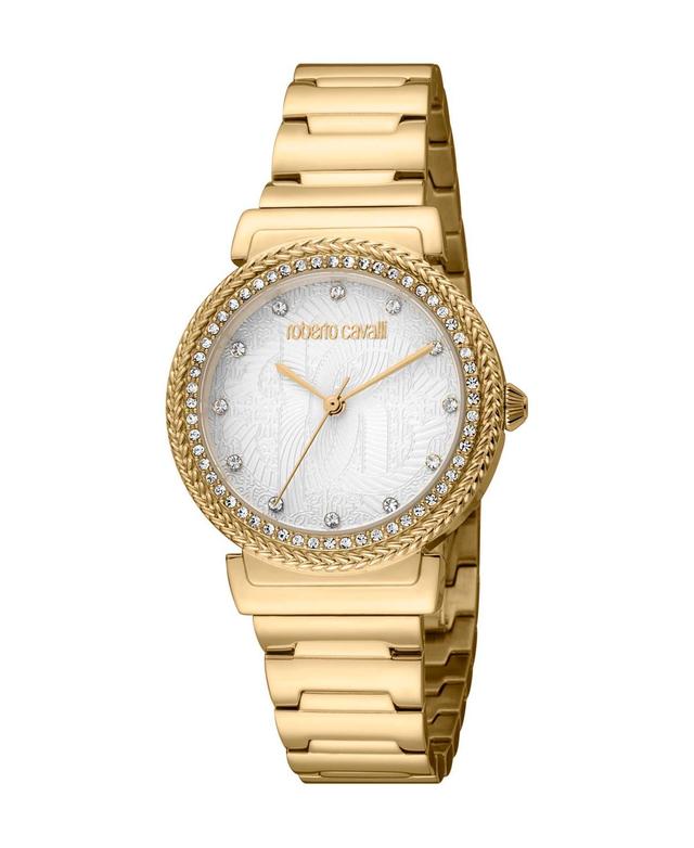 Roberto Cavalli Womens Quartz Gold-tone Stainless Steel Watch 32mm - Gold Product Image