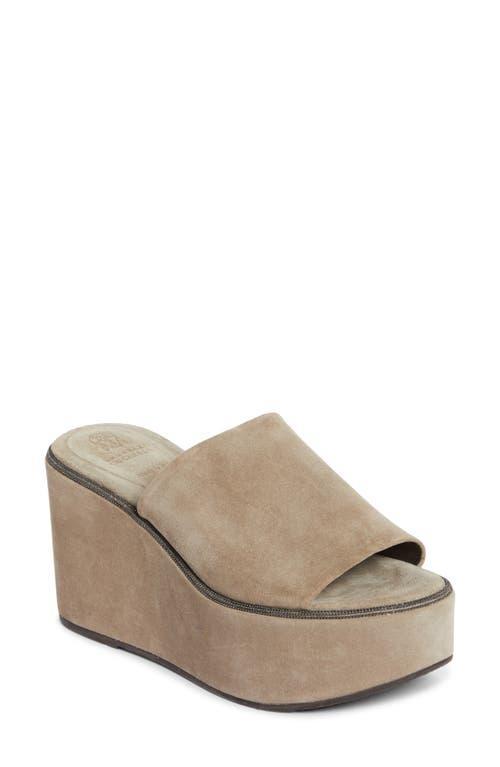 Suede Slide Wedge Platform Sandals Product Image