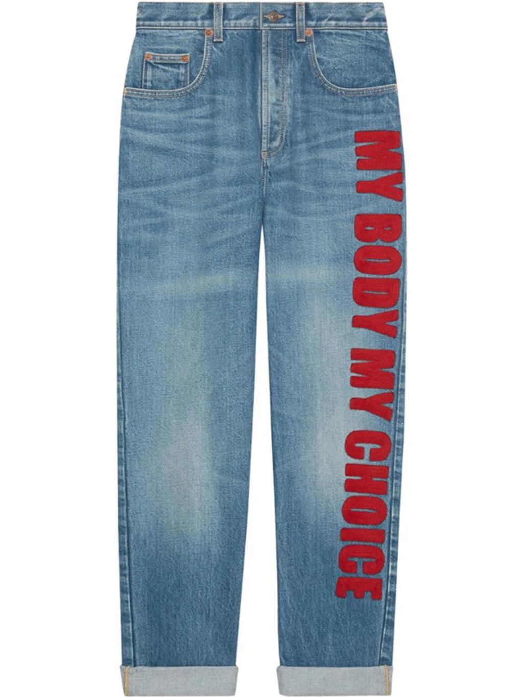 'my Body My Choice' Jeans In Blue Product Image