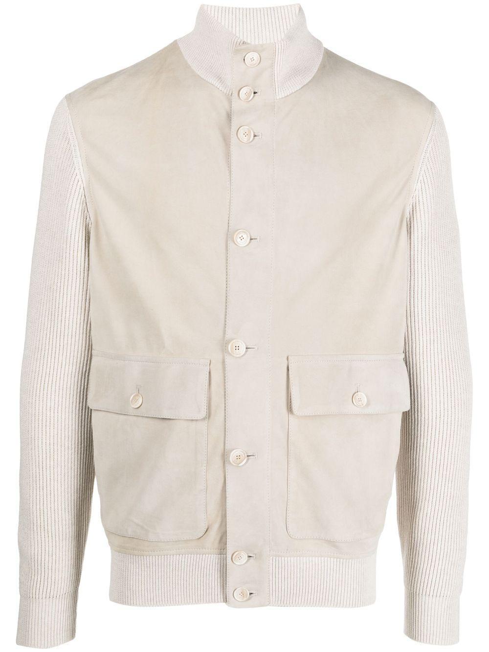 BRUNELLO CUCINELLI Long-sleeve Buttoned Silk Jacket In Weiss Product Image