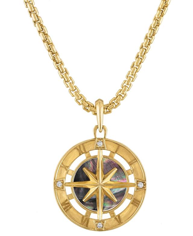 Bulova Mens Marine Star Diamond (1/20 ct. t.w.) Pendant Necklace in 14k Gold-Plated Sterling Silver, 24 + 2 extender Product Image