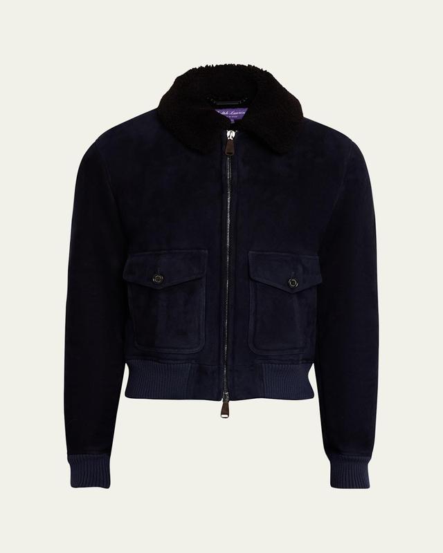 Mens Shearling Bomber Jacket Product Image