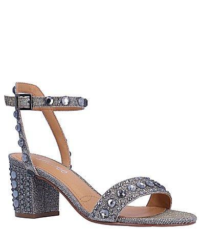 J. Renee Evelin Glitter Fabric Rhinestone Studded Dress Sandals Product Image