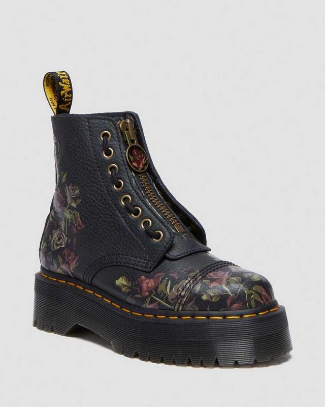 DR MARTENS Sinclair Decayed Roses Leather Platform Boots Product Image