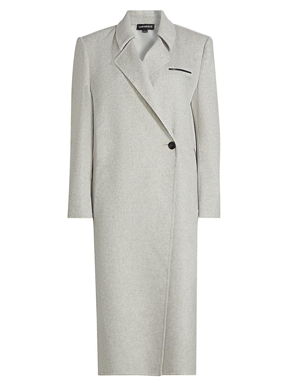 Womens Lorelei Wool-Blend Double-Breasted Long Coat product image