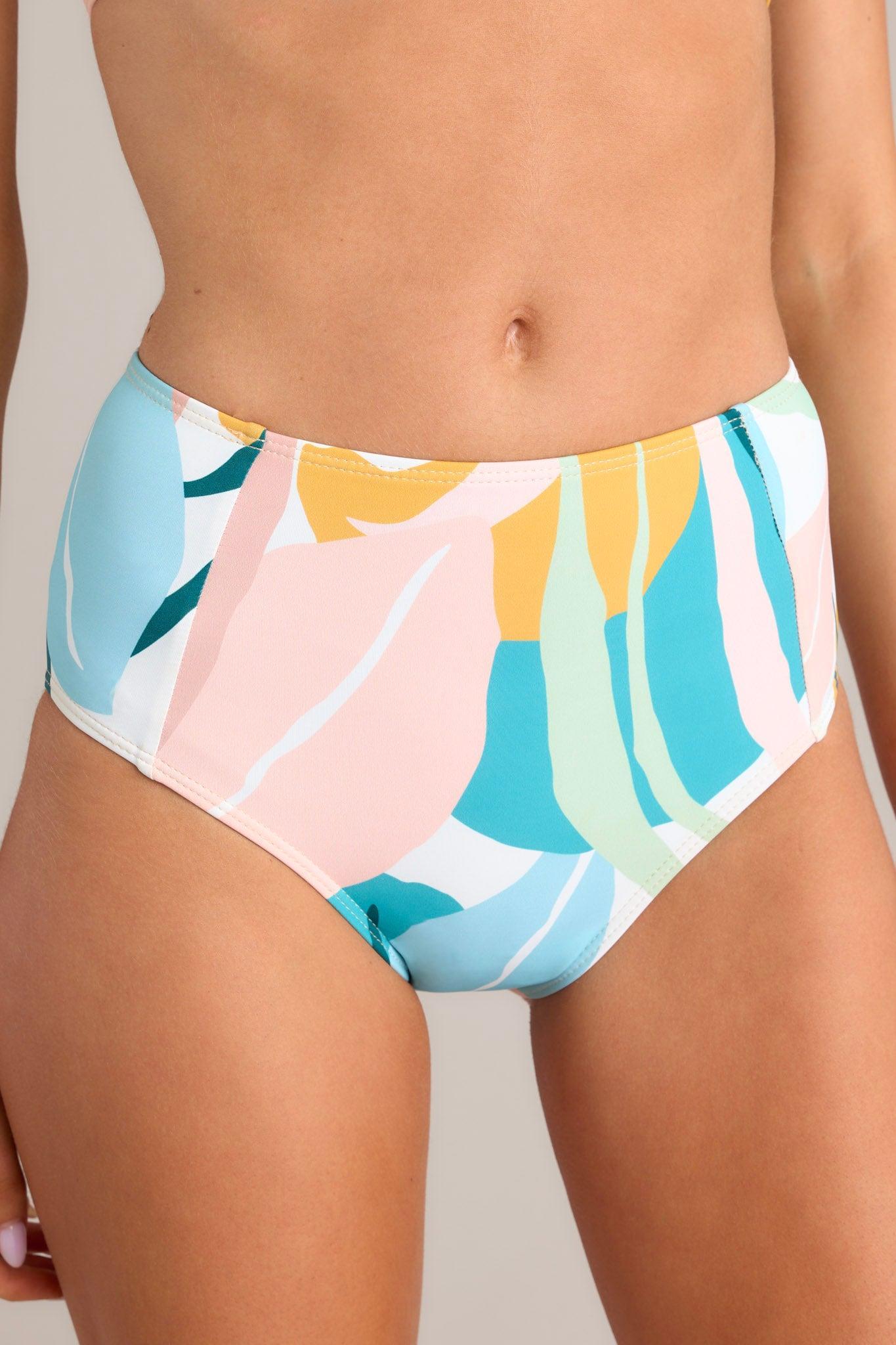 Salty Breeze Pink Multi Print Bikini Bottoms Product Image