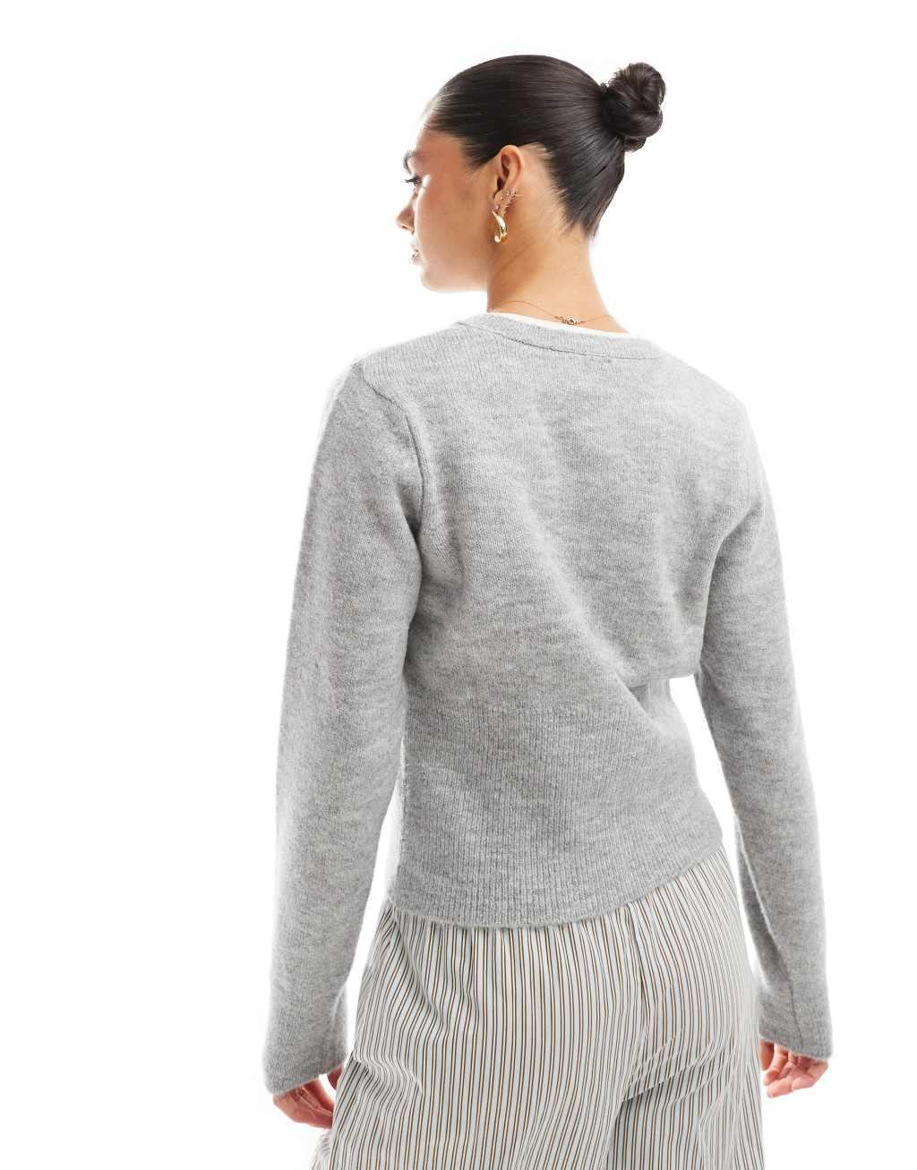 ASOS DESIGN knitted cardigan in gray heather Product Image