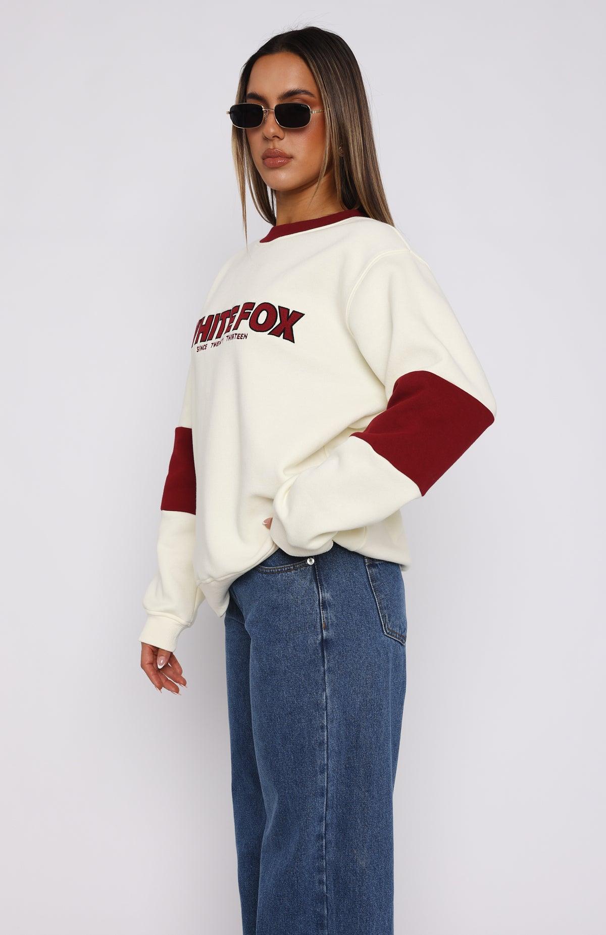 Let It Be Known Oversized Sweater Cream/Red Product Image