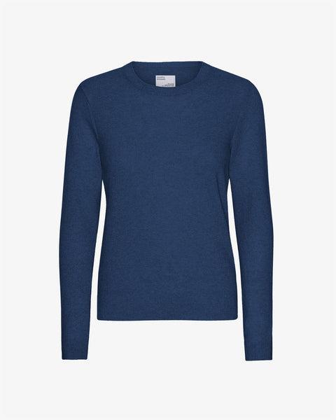 Women Light Merino Wool Crew - Marine Blue Product Image