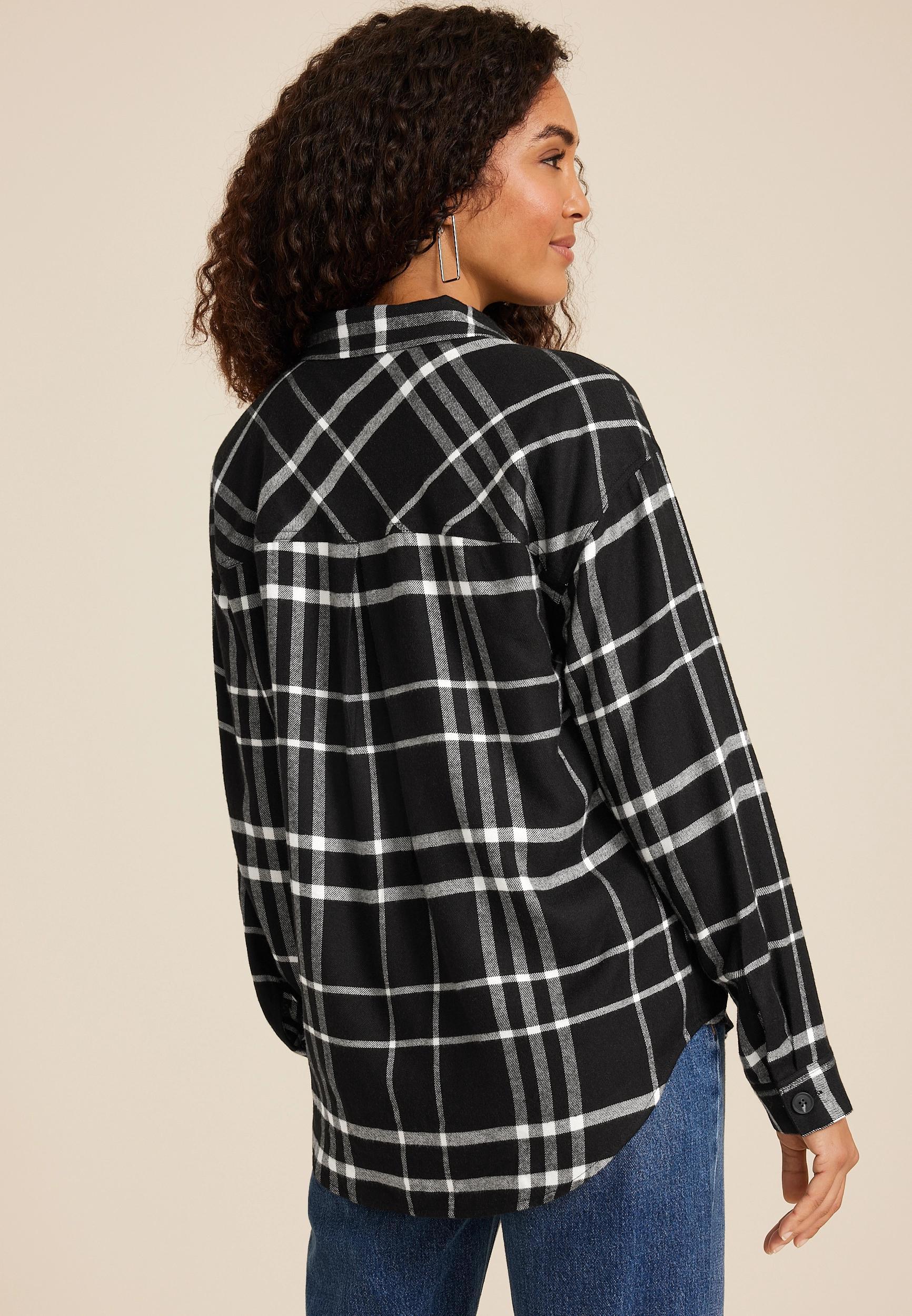 Cabin Plaid Quarter Zip Oversized Top Product Image