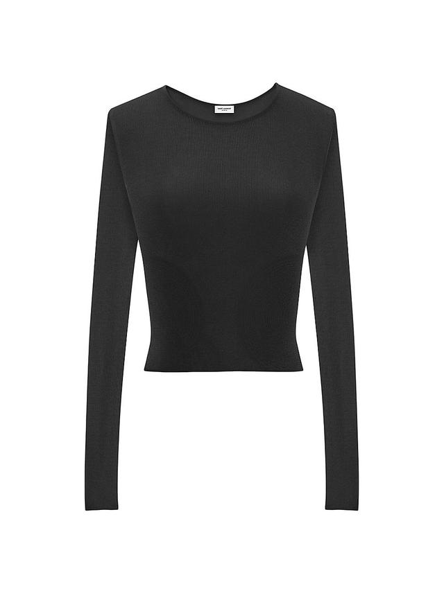 Womens Cropped Top in Ribbed Knit Product Image