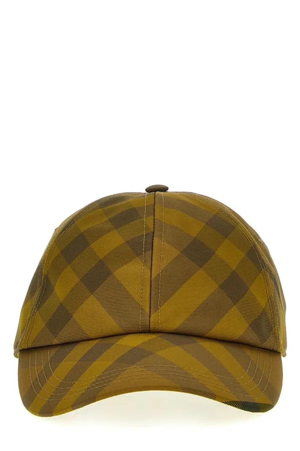 Check Printed Baseball Cap In Yellow Product Image