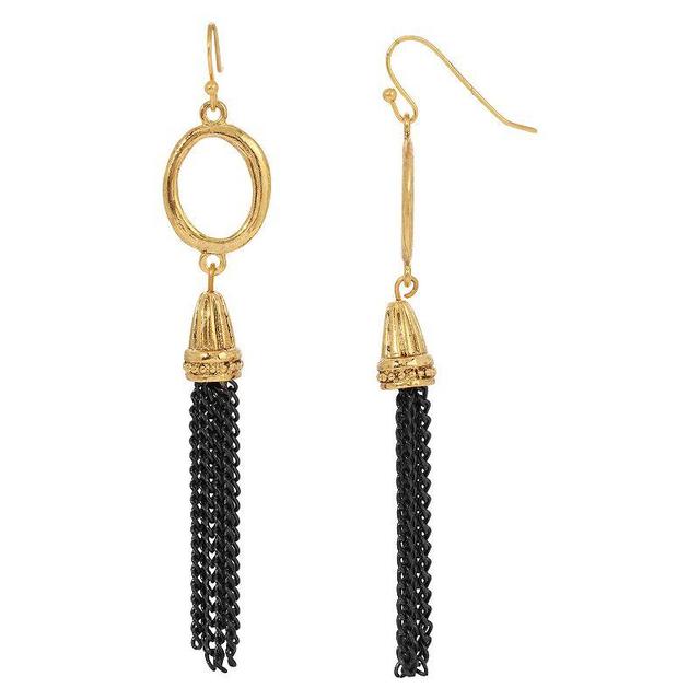 1928 Gold Tone & Black Tassel Drop Earrings, Womens, Multi Product Image