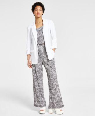 Bar Iii Womens Blazer Snakeskin Print Tank Top Wide Leg Pants Created For Macys Product Image