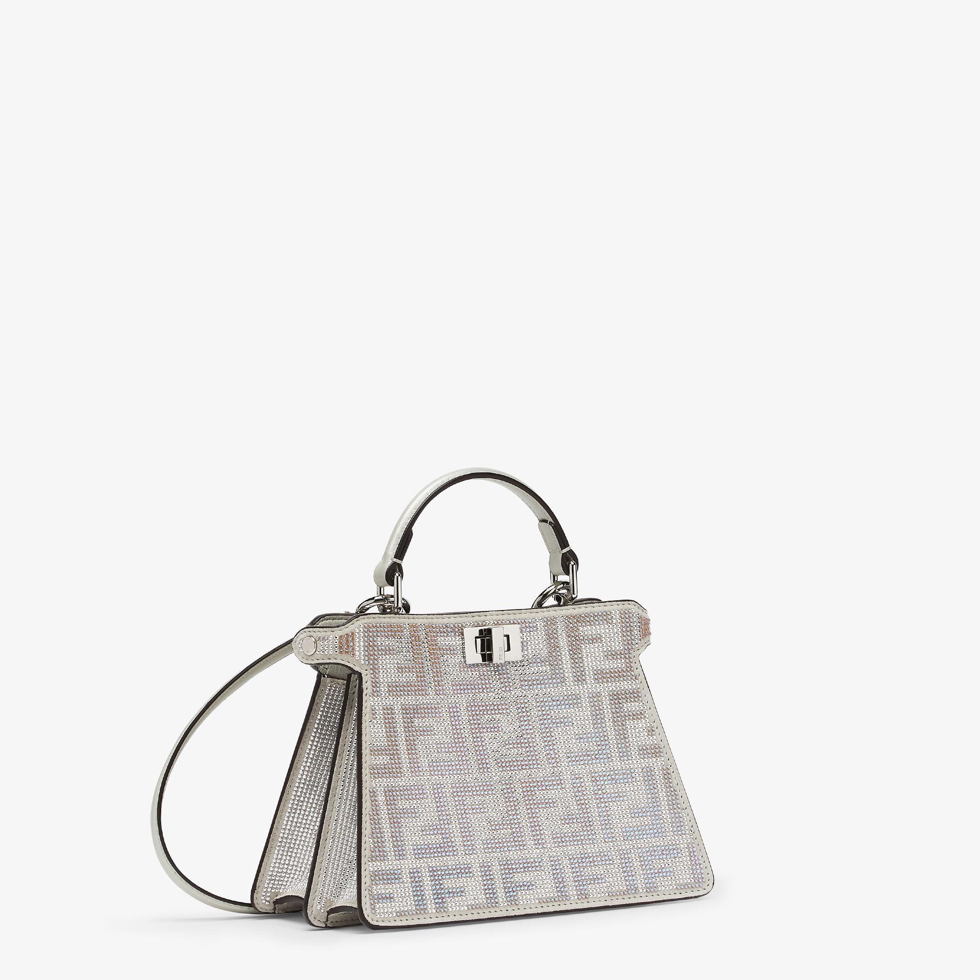 Peekaboo ISeeU PetiteSuede bag with FF in iridescent crystals and studs Product Image