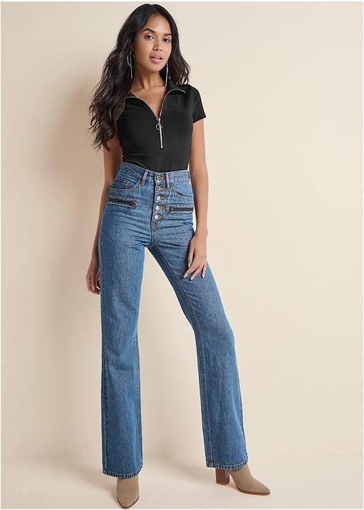 Button Fly Relaxed Leg Jeans Product Image