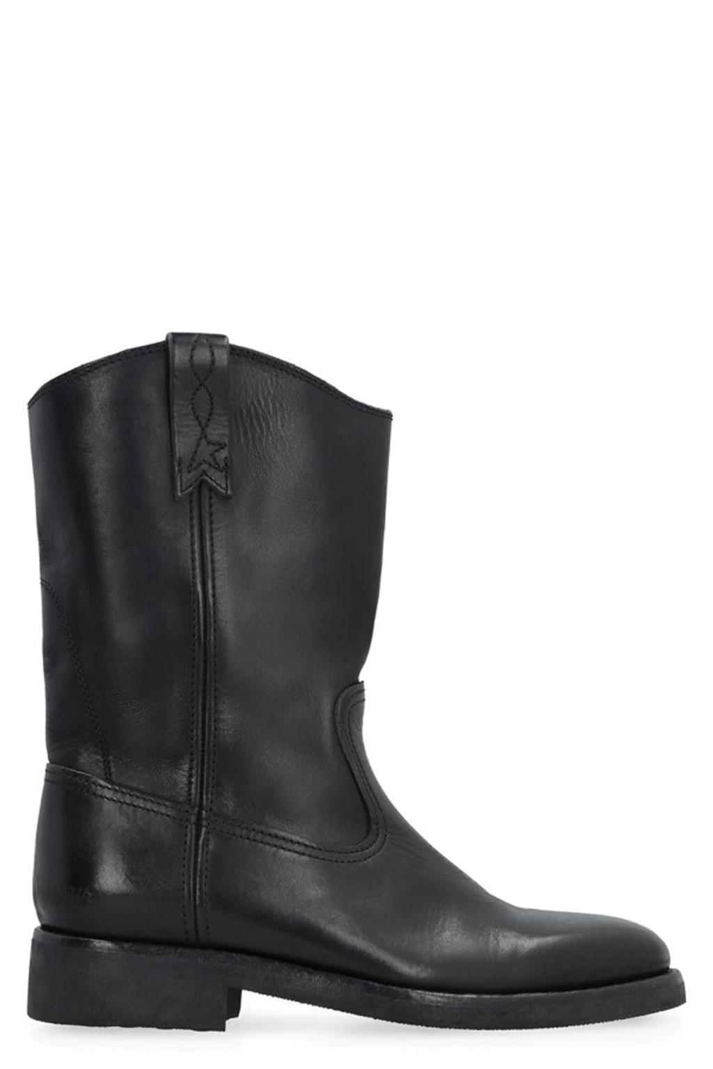 Biker Leather Ankle Boots In Black Product Image