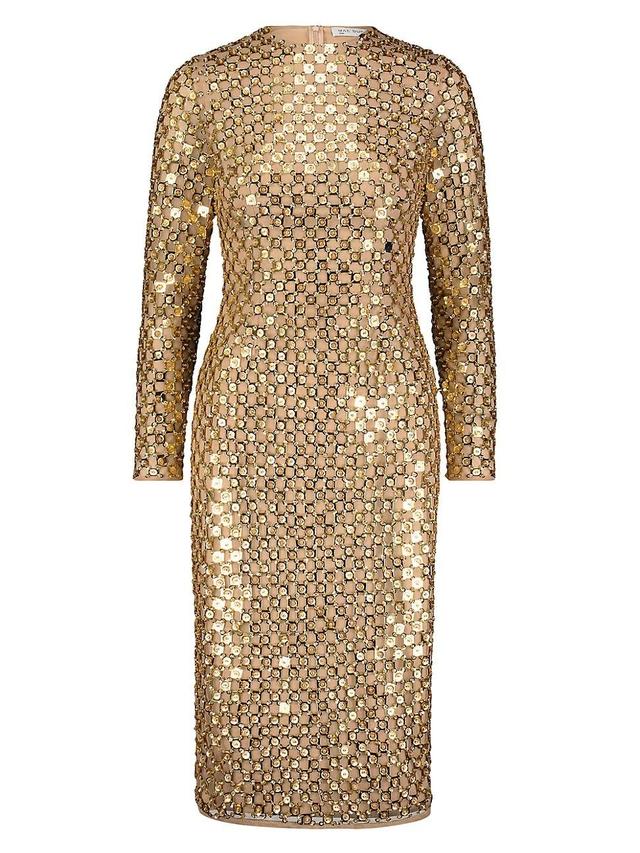 Womens Embellished Mesh Sheath Midi-Dress Product Image