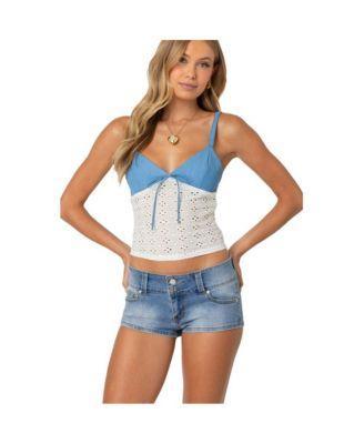 Women's Denim & Eyelet Tank Top Product Image