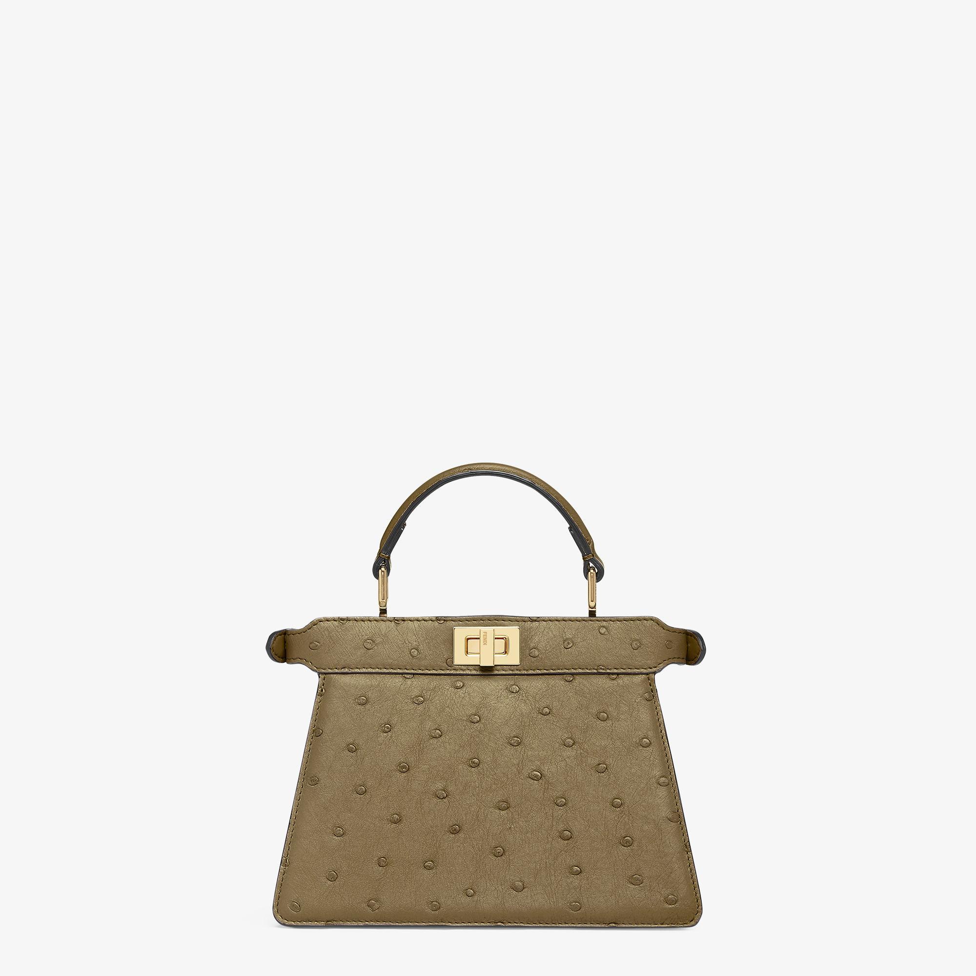 Peekaboo ISeeU PetiteGreen ostrich leather bag Product Image