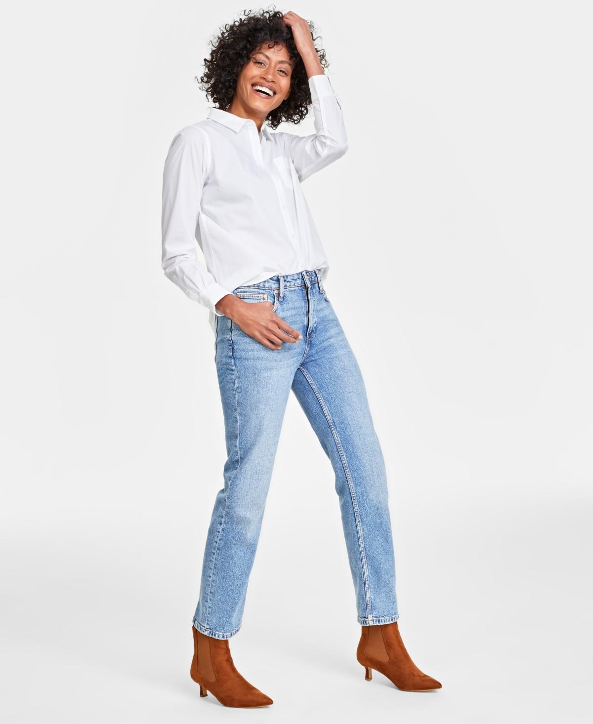 On 34th Womens High Rise Straight-Leg Jeans, Regular and Short, Created for Macys Product Image