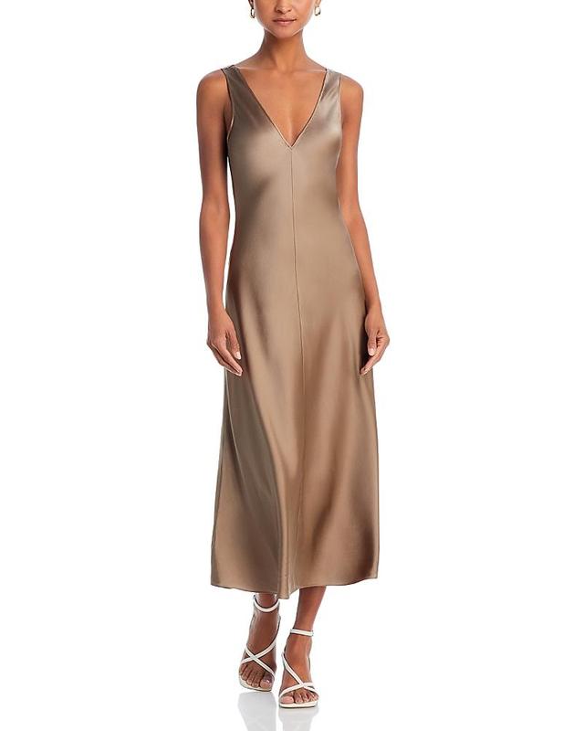 Womens Savannah Silk Satin V-Neck Midi-Dress Product Image