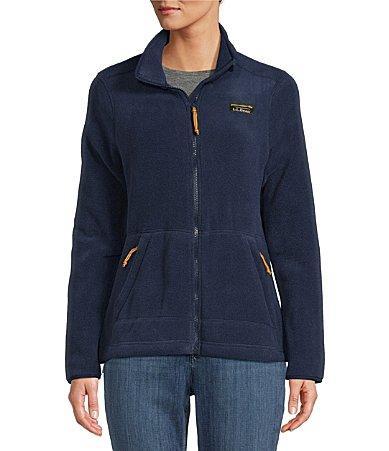 L.L.Bean Mountain Classic Stand Collar Long Sleeve Pocketed Fleece Knit Jacket Product Image